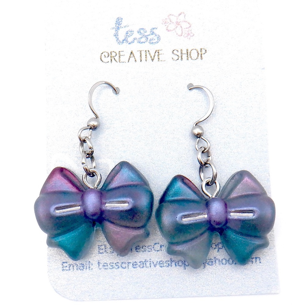Handmade Resin Bow Earrings NEW